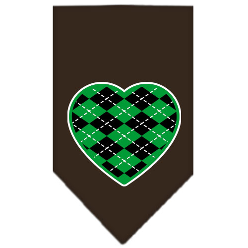 Argyle Heart Green Screen Print Bandana Cocoa Small